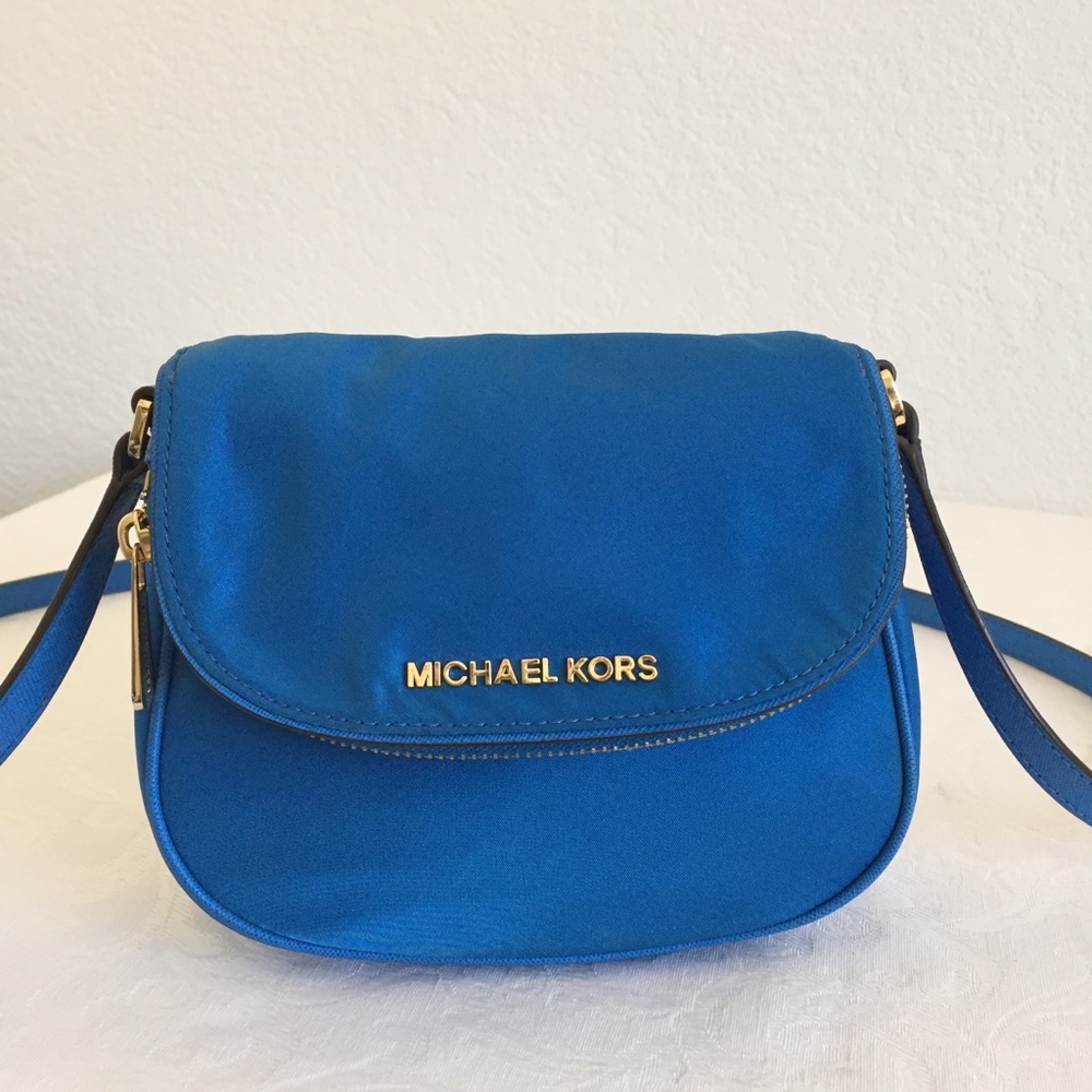 Michael Kors blue flap crossbody nylon bag